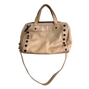 Loeffler Randall Tan Leather Studded Satchel Bag Shoulder Crossbody